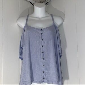 American Eagle Outfitters Blue Striped Button-Down